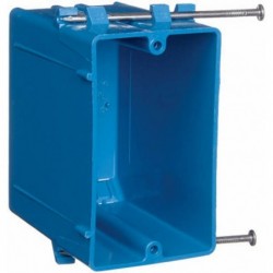 Blue Single Gang 22.5 CUIN New Work PVC Switch & Outlet Box With Captive Nails