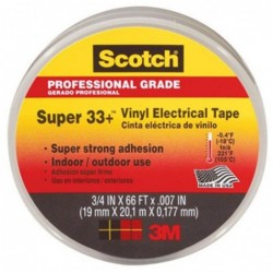 Scotch Super 33+ 3/4" x 66' Black Vinyl Plastic Electrical Tape