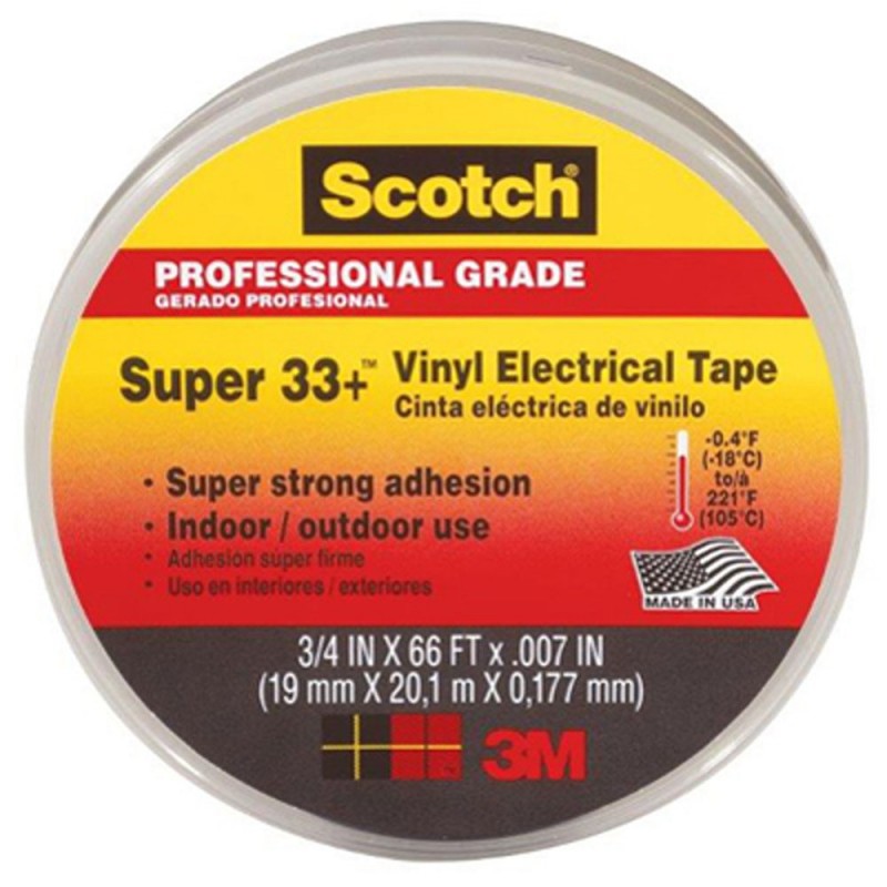 Scotch Super 33+ 0.75-in x 66-ft Vinyl Electrical Tape Black (3-Pack) in  the Electrical Tape department at