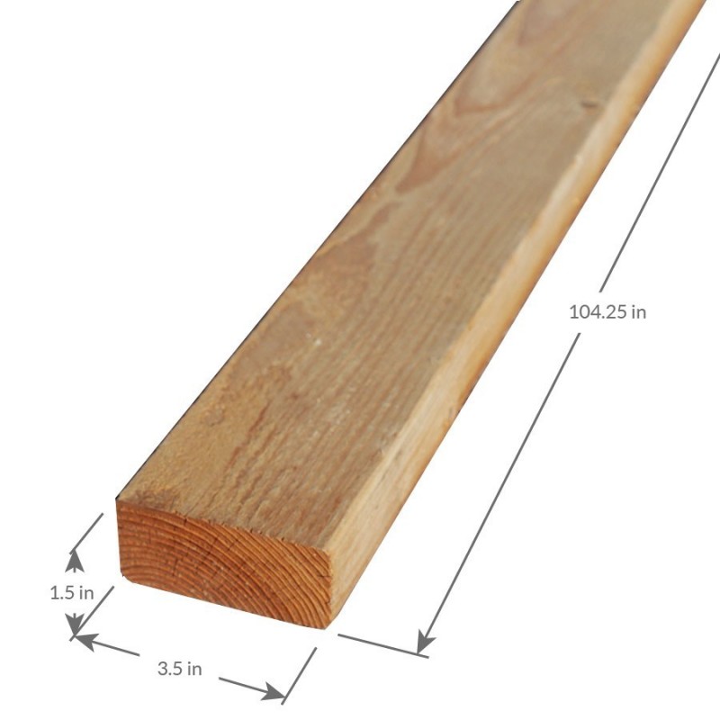 2x4 104-1/4 Douglas Fir Standard and Better Surfaced on Four Sides