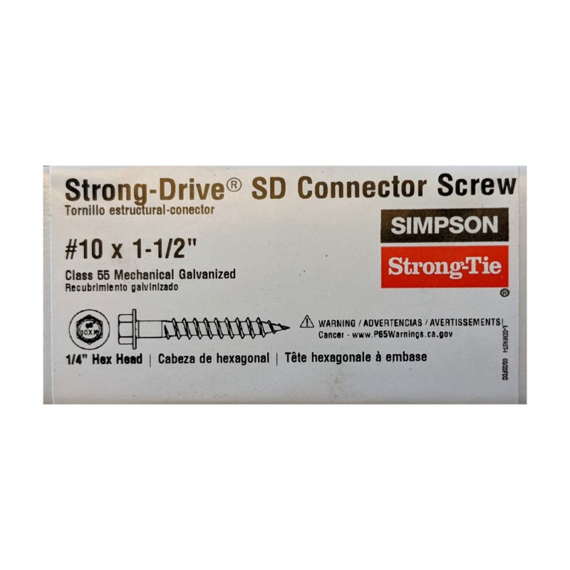 100PK Number 10x1-1/2in (1.5in) Strong Drive SD Connector Screws ...