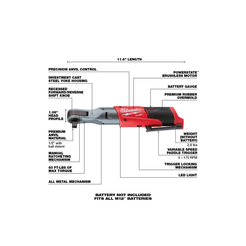 M12™ FUEL™ 1/2" Ratchet Bare Tool Close Lumber Corning Lumber
