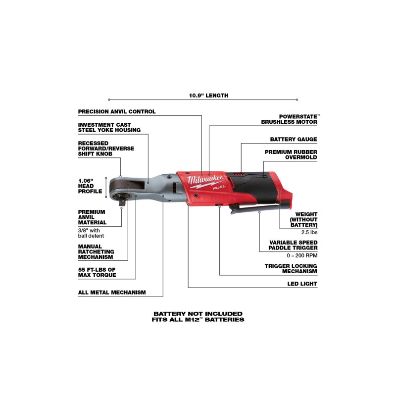 M12™ FUEL™ 3/8" Ratchet Bare Tool Close Lumber Corning Lumber