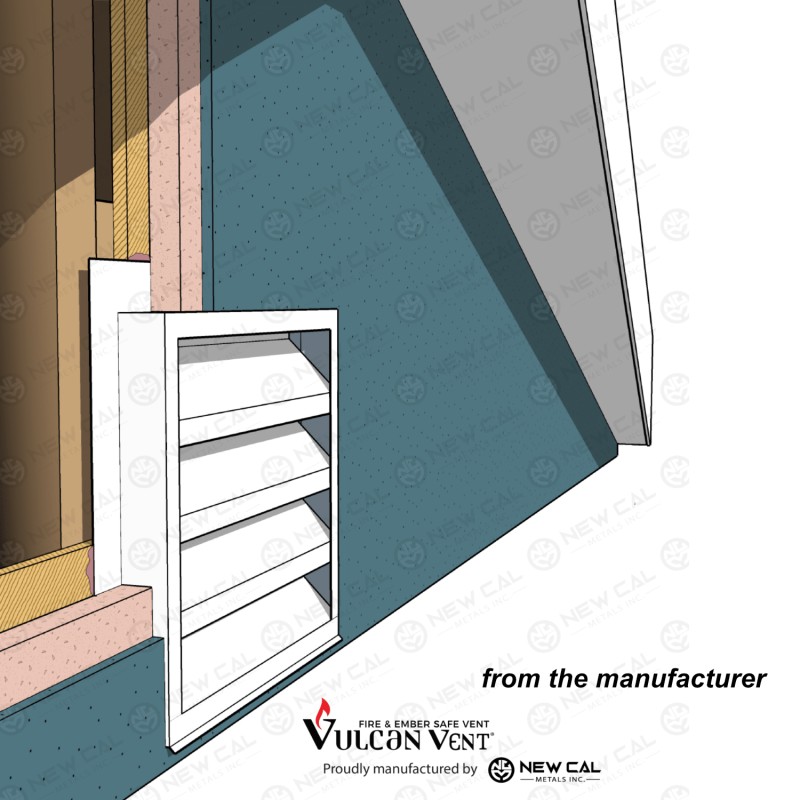 Vulcan 14x24in Fire Resistant Attic Gable Galvanized Vent Foam Back ...
